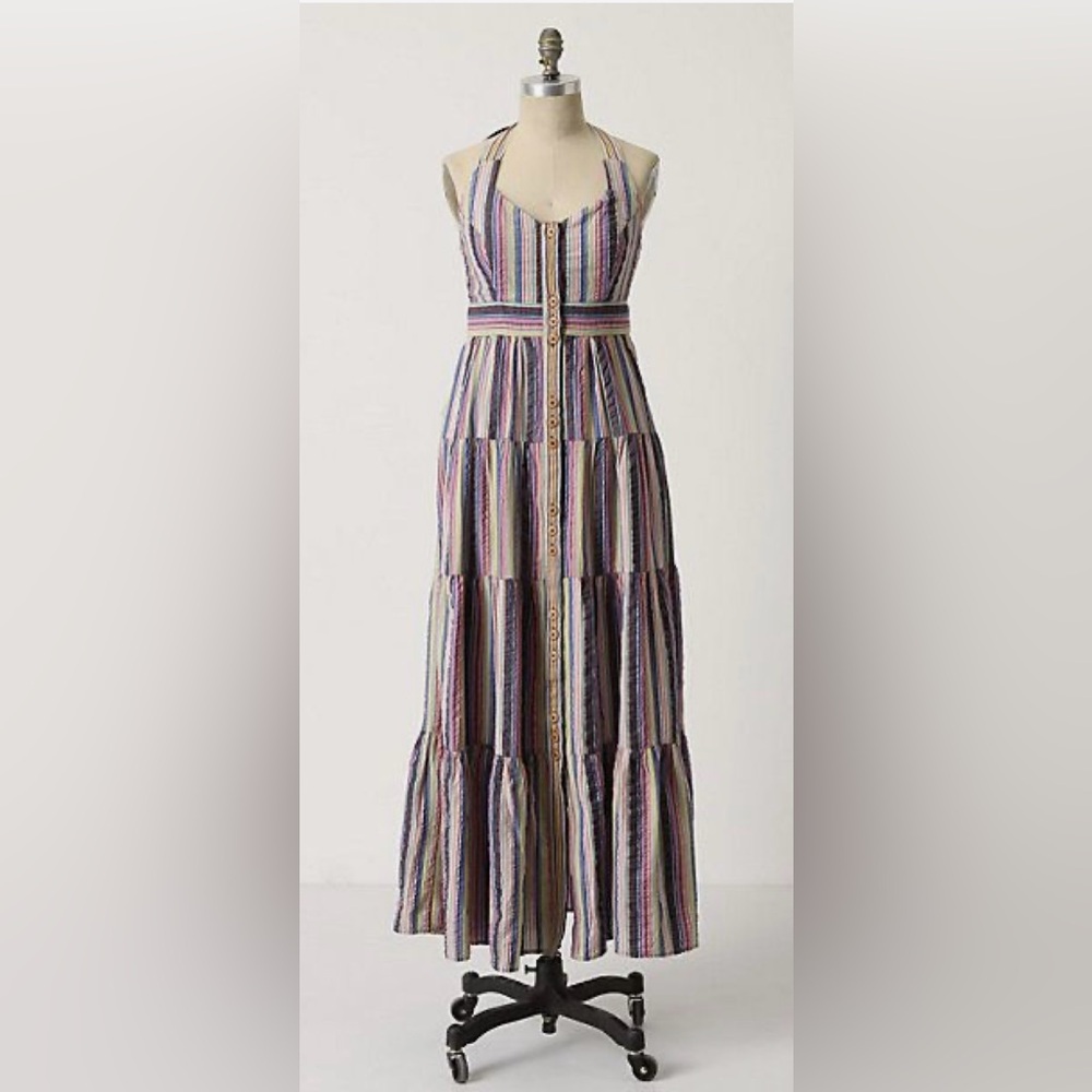 Anthropologie Maeve Striped Maxi Dress size 2 pockets
